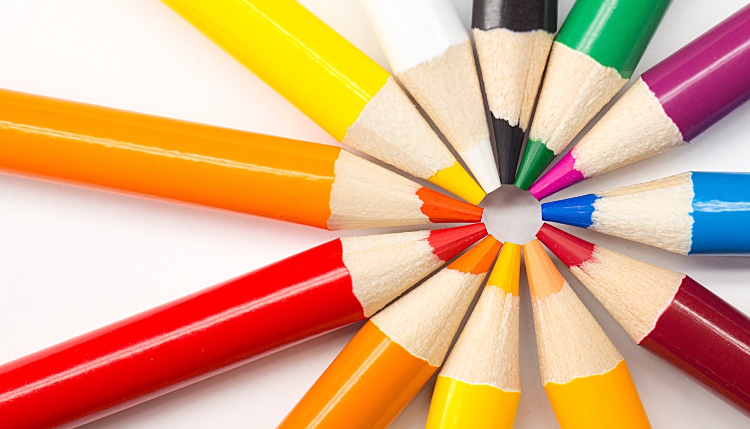 Colourful pencils creating a design